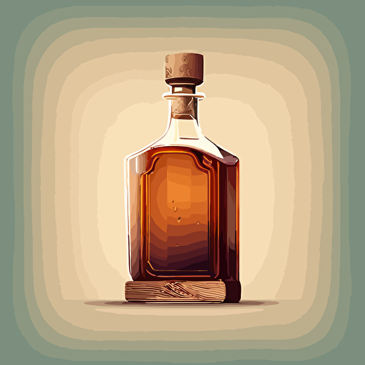 minimalism, vector art design, clean background, whiskey bottle