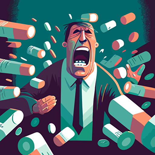 healthcare professional burnout post apocolyptic deviantart dribble whoa wow overdosing on pills and screaming executives in the background vector 2d