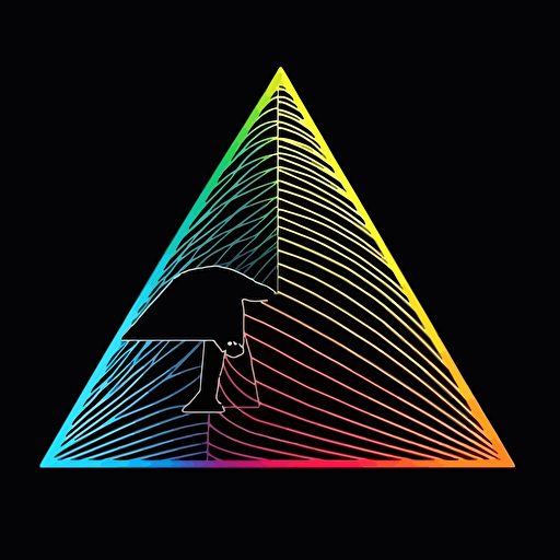 retro iconic logo of a mouse cursor resembling a prism, white vector, on black background