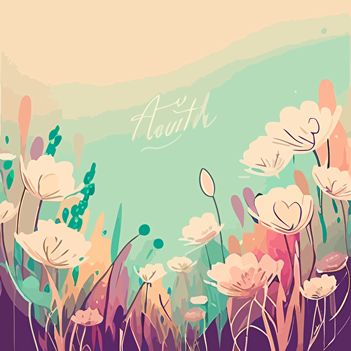 vector art style, flower field, with pastel water color, for mothers day, with copyspace on the side v5 ar 3:2