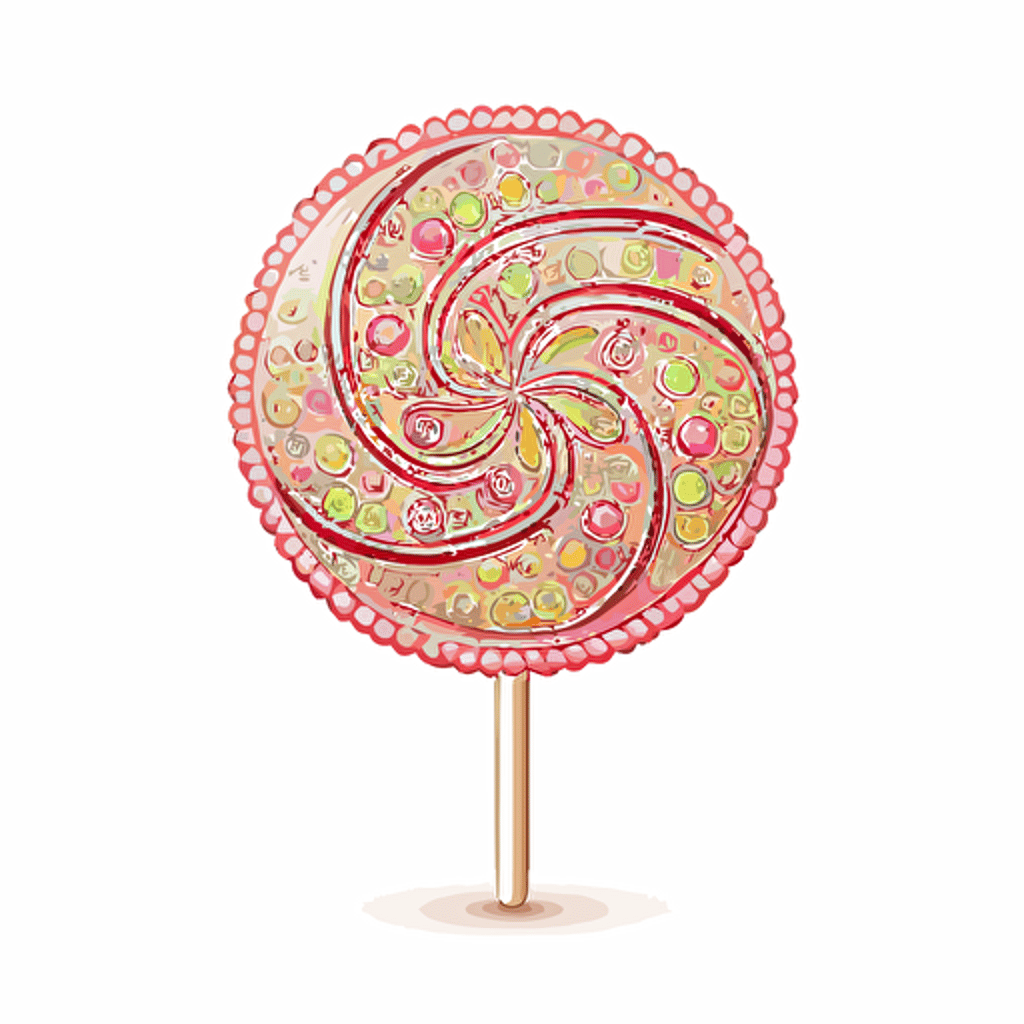 pink detailed lollipop, bright colors, vector, isolated on a white background