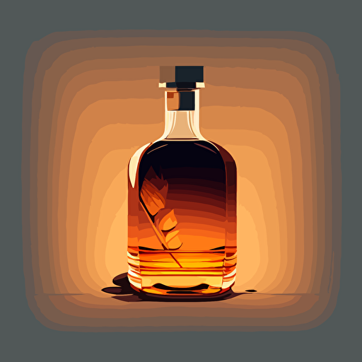 minimalism, vector art design, clean background, whiskey bottle