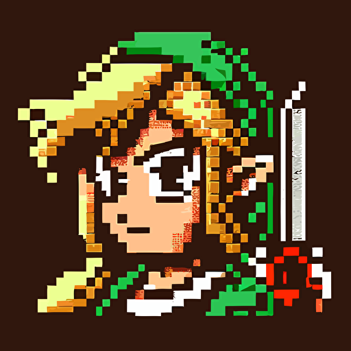 1980s styled 8 bit legend of Zelda, link from Zelda vector drawing