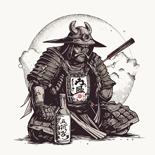 samurai Beer, vector art, white background