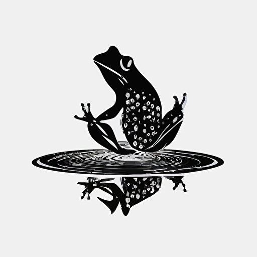 minimalist iconic logo of a frog sitting on a Lilly pad, black vector, on white background