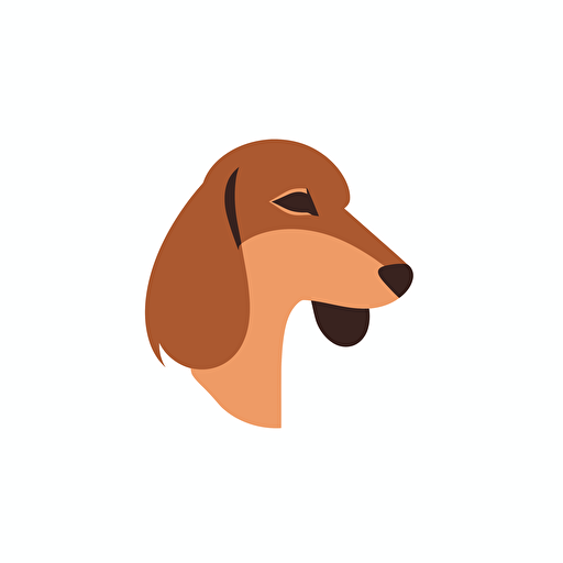 ENT clinic, logo, vector, Dachshund, simple, flat, low detail, smooth, plain, minimal, straight design, white background