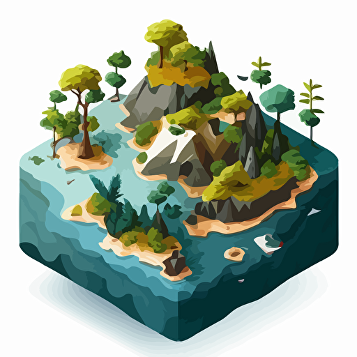 isometric islands, illustration, vector, no text, no background, maths,