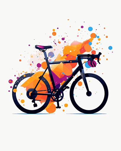 gravel bicycle, crazy style, future, modern, sticker style, vector style, white background, logo style, png