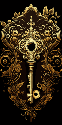 golden key, vector art ::