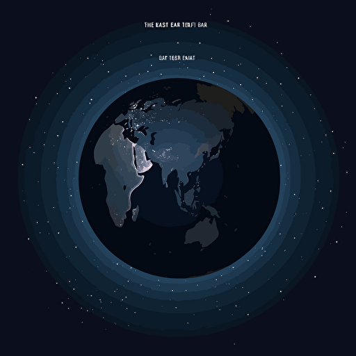earth on black space background, dark colors,2d vector