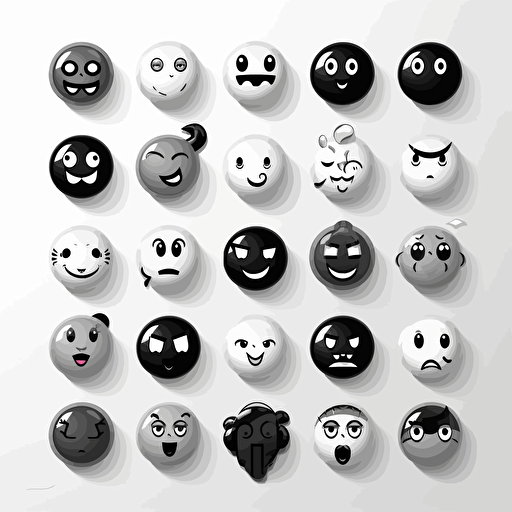 black white emoji vector design set as a different and funny v5