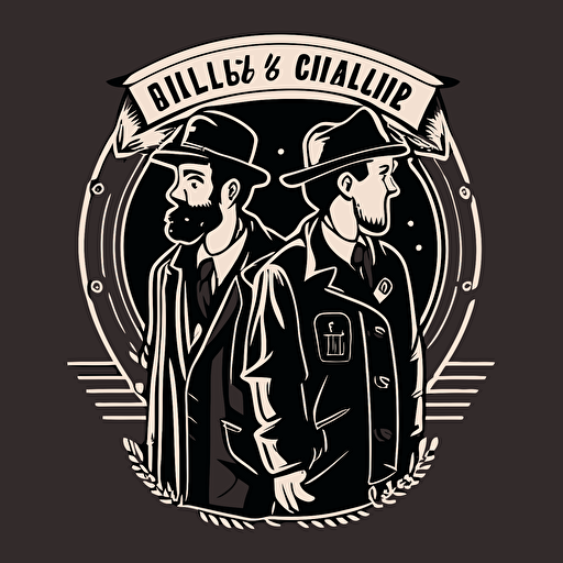a line-art, vector logo for a directing two of two tall jews