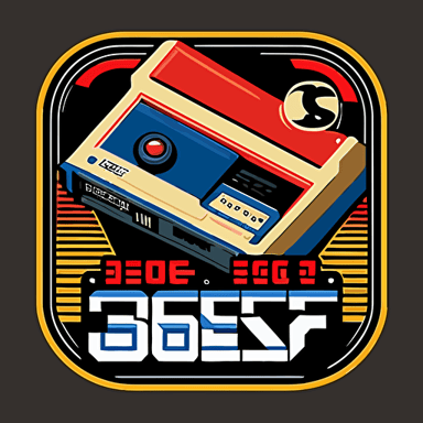 Design a vector image that pays homage to Sega's classic video game console, the Sega Genesis, with a design that features the console's iconic "16-Bit" logo. The logo should be surrounded by a clever pop culture reference that incorporates elements from Sega's classic games. The design should be done in three colors, with the "16-Bit" logo in white, and the pop culture reference and surrounding elements in contrasting colors that pop against a black or dark background.