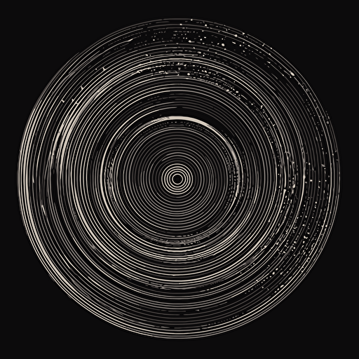 a galaxy pattern on a vinyl with star trails on black background, 2d vector