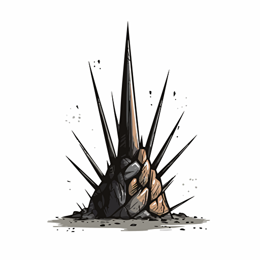rock spike from floor, vector art, simple colors, on white background