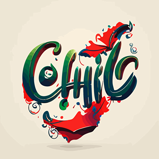 chile logo, cursive lettering, 2d, vector, quality 5,