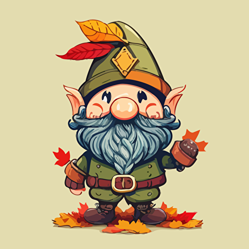 cartoon happy gnome thanksgiving vector style