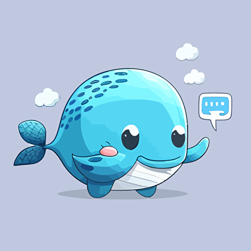 a cute whale mascot for a blockchain technology company, simple, vector art, 2D design