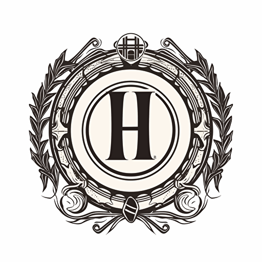 a raw and abstract vector clothing logo containing the letter "H" ancient greek style, black and white