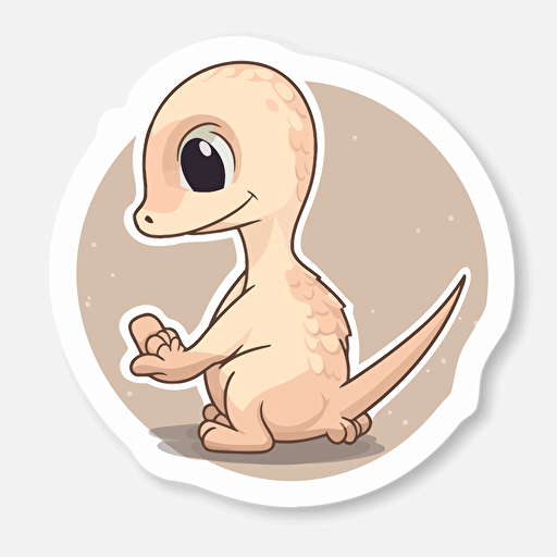 Die-cut sticker, Cute kawaii Velociraptor dinosaur sticker, white background, illustration minimalism, vector, Sandstone Tones