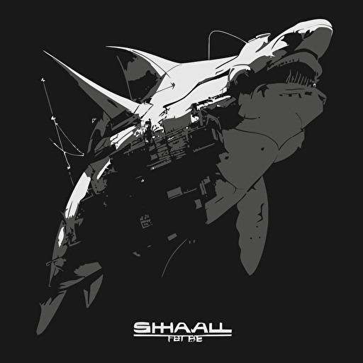 anime shark robot space vectorized monochome Lasers Ghost in the Shell