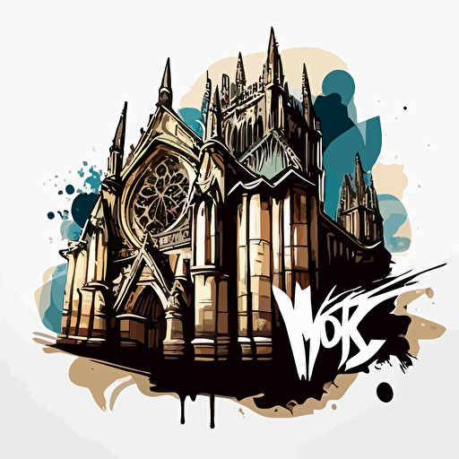 graffiti style cartoon york minster vector style logo NO TEXT NO WRITING epic cool