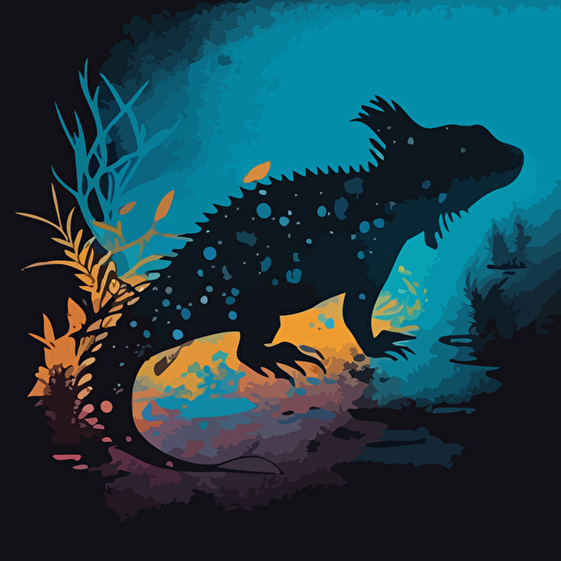 silhouette of an axolotl alebrije:: vector art
