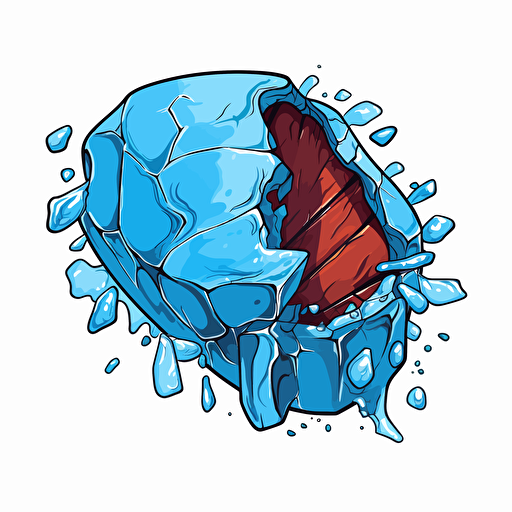 a frozen liver surrounded by ice, simple vector art
