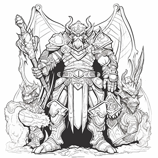 DND Fantasy No Shadow Cartoon Coloring page Vector Simple