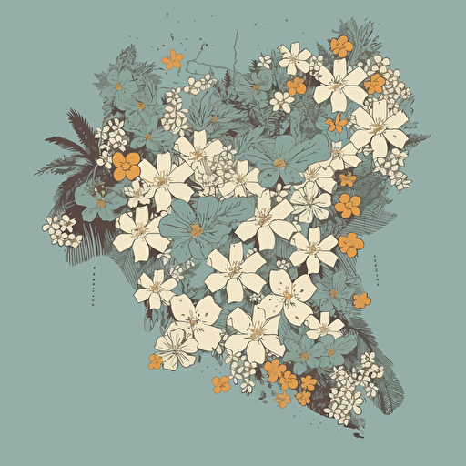 Vector illustration of the state map of Florida with small flowers inside