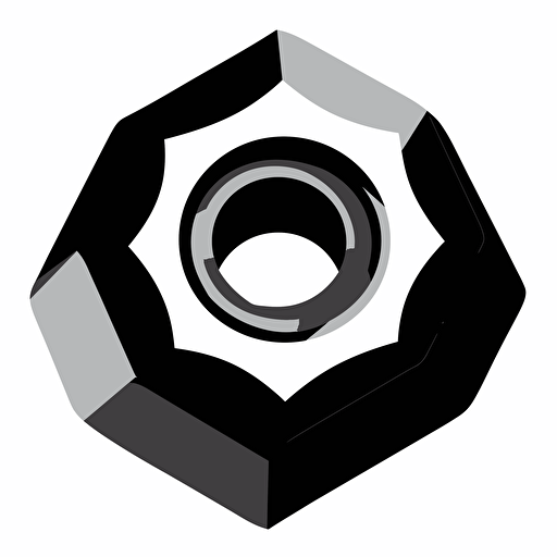 6 sided pal nut fastener, black and white, symmetrical, vector clip art, sillouette, no depth