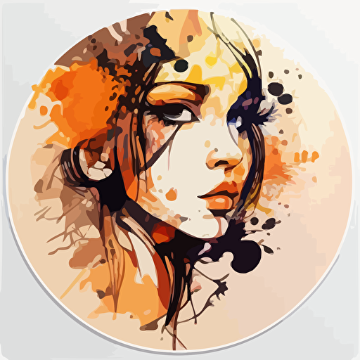 vector round sticker beautiful skin, stylized, watercolor v5