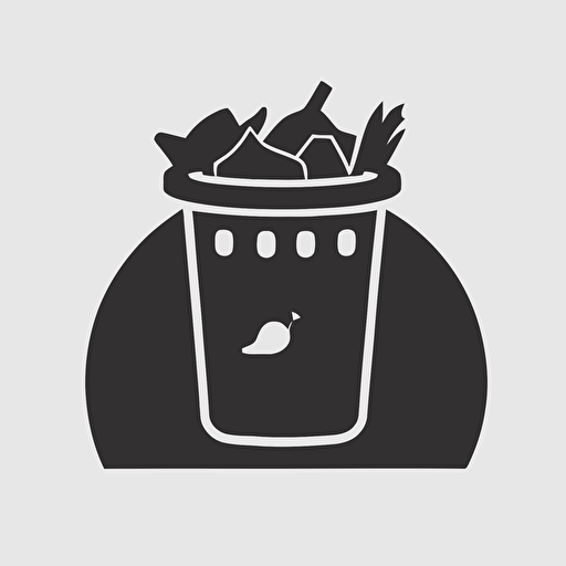 kitchen waste icon, flat, vector, bnw
