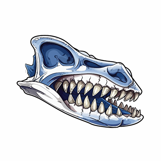 a vector illustration of a shark jaw bone wide open. White background.