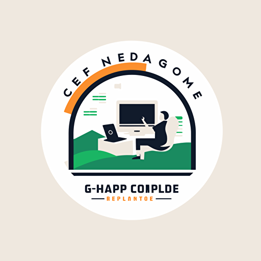 Simple contemporary company logo design Grand Island Computer Repair, flat 2d, white background, vector style, expensive company logo, business sign style