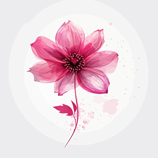 vector illustration style, one pink flower, white background, high quality,