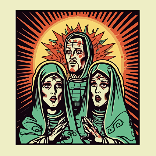 exorcism, vhs horror, 80s horror comic book style art, vector, sticker,
