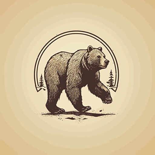 vector logo with a bear walking