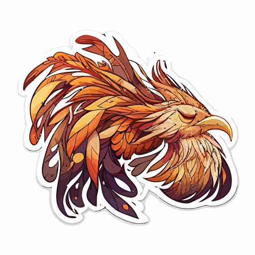 sticker of a sleepy phoenix, highly detailed, vector art, defined sticker cutout, plain white background, 32k
