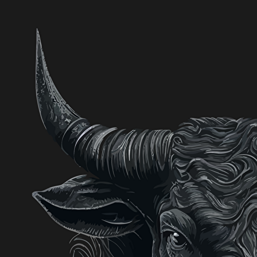 bull head, vector style, detailed, black background,