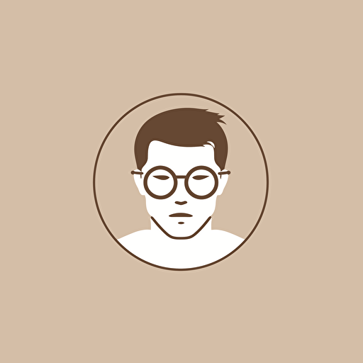 minimal line logo, chinese man , middle hair, glasses, vector
