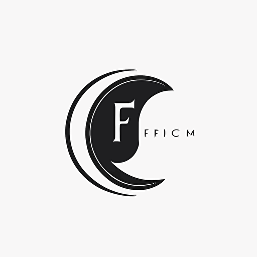 FG Lettermark logo, clean, minimalist, emblem business, half moon, vector logo, white background