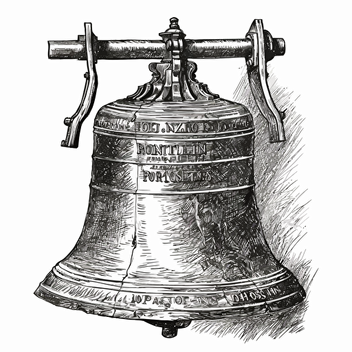 The Liberty Bell, detailed pen and ink drawing, vector image