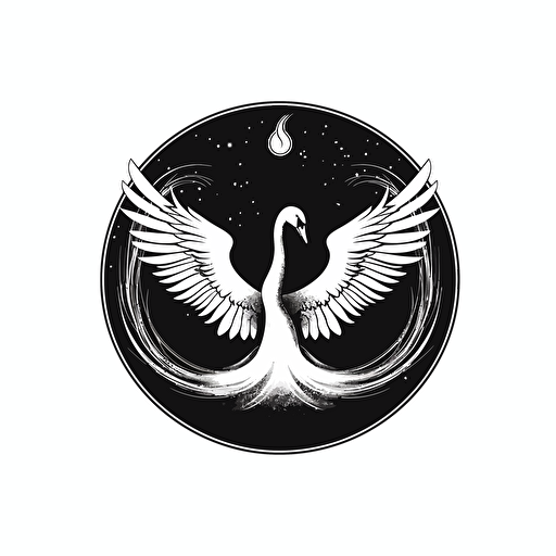 iconic pictorial logo of cygnus swan with text "NOX" on wing , black vector, white background