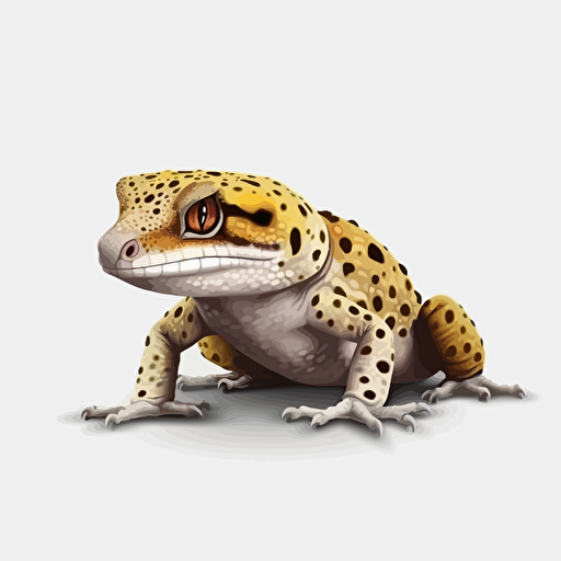 Leopard Gecko reptiles looking straight in the camera, white bg, vector