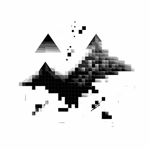 retro , pictorial , pixel iconic logo of trends, black vector, on white background