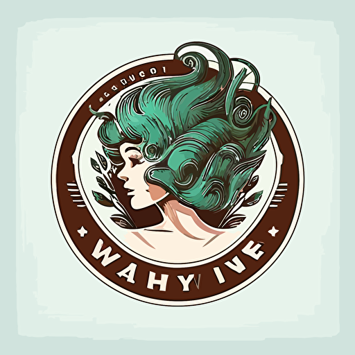 logo for a wig shop, flat, vector