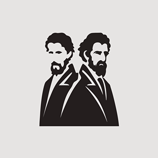 a line-art, minimalist, simple, vector logo for a directing duo of two tall jews