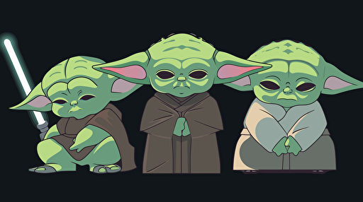 flat vector art, Jedi, green, yellow, and purple colors, brother and sister