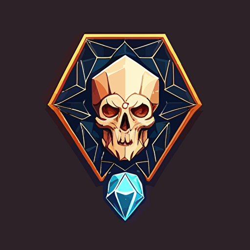 An emblem logo with a golem and a gem. flat vector minimal